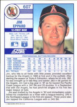 1989 Score #607 Jim Eppard Back