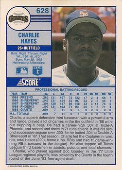 1989 Score #628 Charlie Hayes Back
