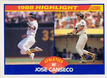 1989 Score #655 Jose Canseco Front
