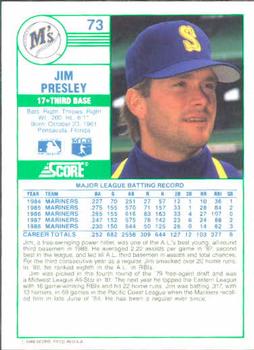 1989 Score #73 Jim Presley Back