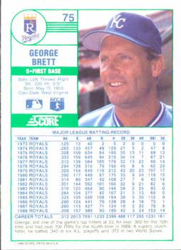 1989 Score #75 George Brett Back