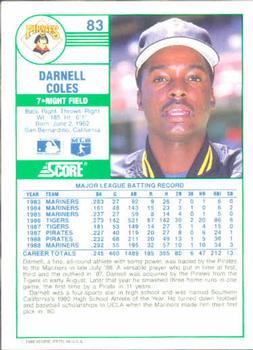 1989 Score #83 Darnell Coles Back