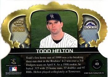 1999 Pacific Crown Royale #49 Todd Helton Back