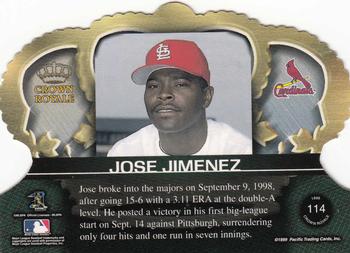 1999 Pacific Crown Royale #114 Jose Jimenez Back