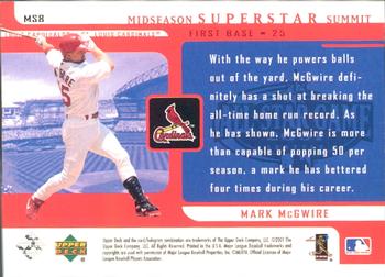 2001 Upper Deck - Midseason Superstar Summit #MS8 Mark McGwire  Back