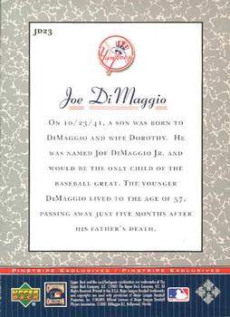 2001 Upper Deck Decade 1970's - Pinstripe Exclusives Joe DiMaggio #JD23 Joe DiMaggio  Back
