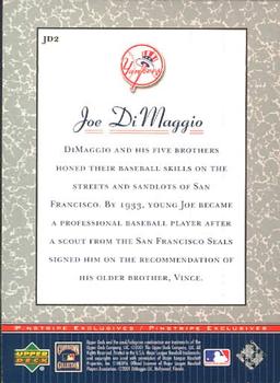 2001 Upper Deck Decade 1970's - Pinstripe Exclusives Joe DiMaggio #JD2 Joe DiMaggio  Back