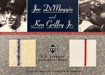 2001 Upper Deck Decade 1970's - Pinstripe Exclusives Joe DiMaggio Memorabilia #JD-CJ3 Joe DiMaggio / Ken Griffey Jr. Front
