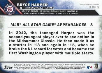 2016 Topps - Factory Set Bonus: All-Star #3 Bryce Harper Back
