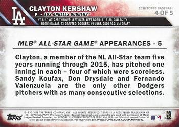 2016 Topps - Factory Set Bonus: All-Star #4 Clayton Kershaw Back