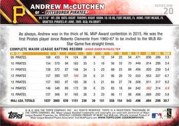2016 Topps - All-Star Game #20 Andrew McCutchen Back