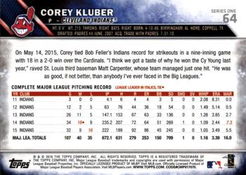 2016 Topps - All-Star Game #64 Corey Kluber Back