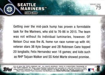 2016 Topps - All-Star Game #79 Seattle Mariners Back