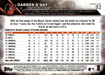 2016 Topps - All-Star Game #92 Darren O'Day Back