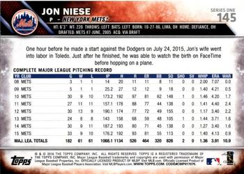 2016 Topps - All-Star Game #145 Jon Niese Back