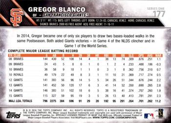 2016 Topps - All-Star Game #177 Gregor Blanco Back