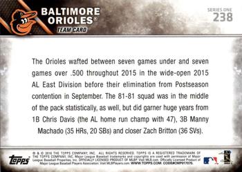 2016 Topps - All-Star Game #238 Baltimore Orioles Back