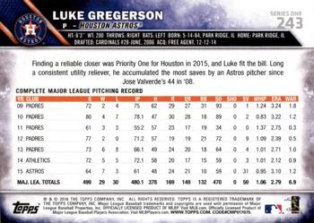 2016 Topps - All-Star Game #243 Luke Gregerson Back