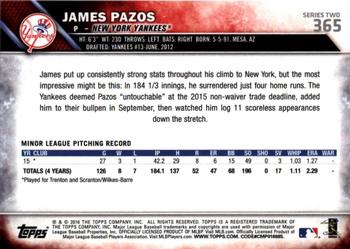 2016 Topps - All-Star Game #365 James Pazos Back