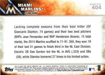 2016 Topps - All-Star Game #404 Miami Marlins Back