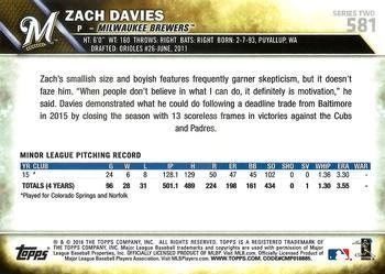 2016 Topps - All-Star Game #581 Zach Davies Back