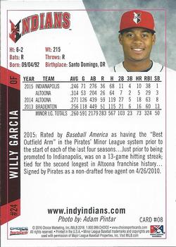 2016 Choice Indianapolis Indians #08 Willy Garcia Back