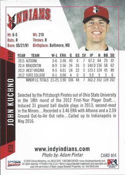 2016 Choice Indianapolis Indians #14 John Kuchno Back