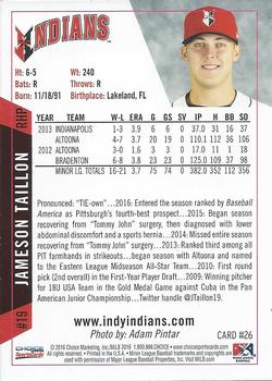 2016 Choice Indianapolis Indians #26 Jameson Taillon Back