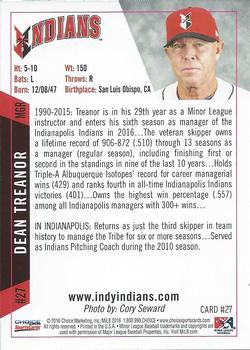 2016 Choice Indianapolis Indians #27 Dean Treanor Back