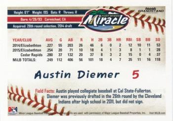 2016 Grandstand Fort Myers Miracle #NNO Austin Diemer Back