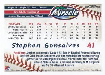2016 Grandstand Fort Myers Miracle #NNO Stephen Gonsalves Back