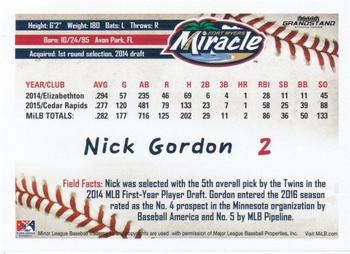 2016 Grandstand Fort Myers Miracle #NNO Nick Gordon Back