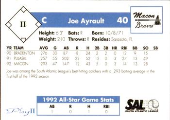 1993 Play II South Atlantic League All-Stars #II Joe Ayrault Back
