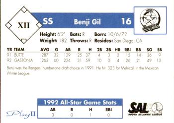 1993 Play II South Atlantic League All-Stars #XII Benji Gil Back