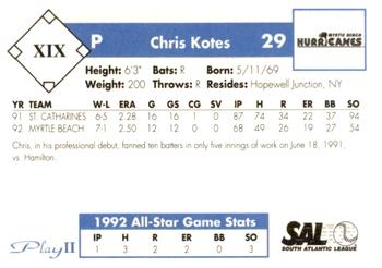 1993 Play II South Atlantic League All-Stars #XIX Chris Kotes Back