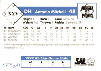 1993 Play II South Atlantic League All-Stars #XXV Antonio Mitchell Back