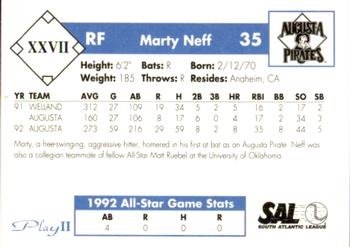 1993 Play II South Atlantic League All-Stars #XXVII Marty Neff Back