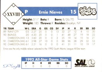 1993 Play II South Atlantic League All-Stars #XXVIII Ernie Nieves Back
