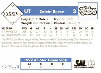 1993 Play II South Atlantic League All-Stars #XXXIV Calvin Reese Back