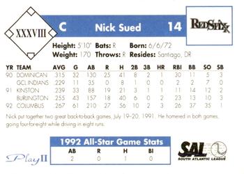 1993 Play II South Atlantic League All-Stars #XXXVIII Nick Sued Back