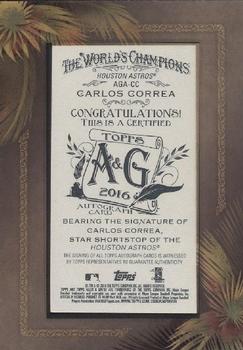2016 Topps Allen & Ginter - Framed Mini Baseball Autographs #AGA-CC Carlos Correa Back