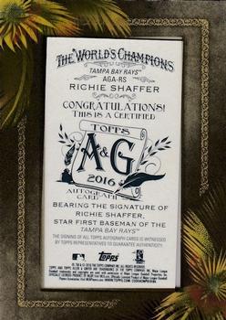 2016 Topps Allen & Ginter - Framed Mini Baseball Autographs #AGA-RS Richie Shaffer Back