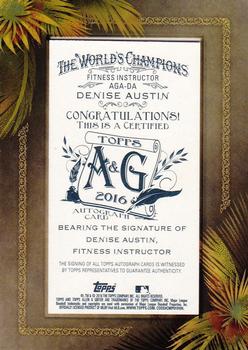 2016 Topps Allen & Ginter - Framed Mini Non-Baseball Autographs #AGA-DA Denise Austin Back