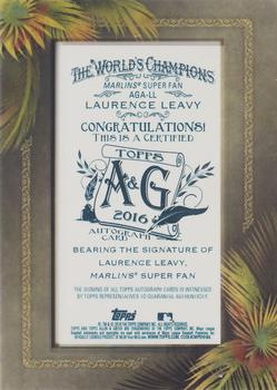 2016 Topps Allen & Ginter - Framed Mini Non-Baseball Autographs #AGA-LL Laurence Leavy Back