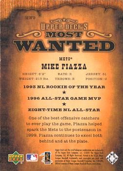 2001 Upper Deck - Upper Deck's Most Wanted #MW9 Mike Piazza Back