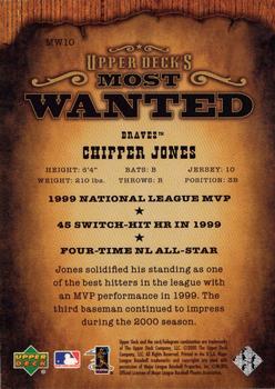 2001 Upper Deck - Upper Deck's Most Wanted #MW10 Chipper Jones Back