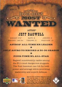 2001 Upper Deck - Upper Deck's Most Wanted #MW13 Jeff Bagwell Back