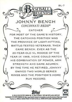 2016 Topps Allen & Ginter - Baseball Legends #BL-7 Johnny Bench Back