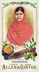 2016 Topps Allen & Ginter - Mini Laureates of Peace #LP-6 Malala Yousafzai Front