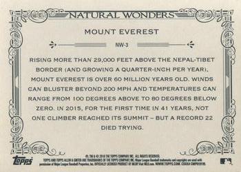 2016 Topps Allen & Ginter - Natural Wonders #NW-3 Mount Everest Back